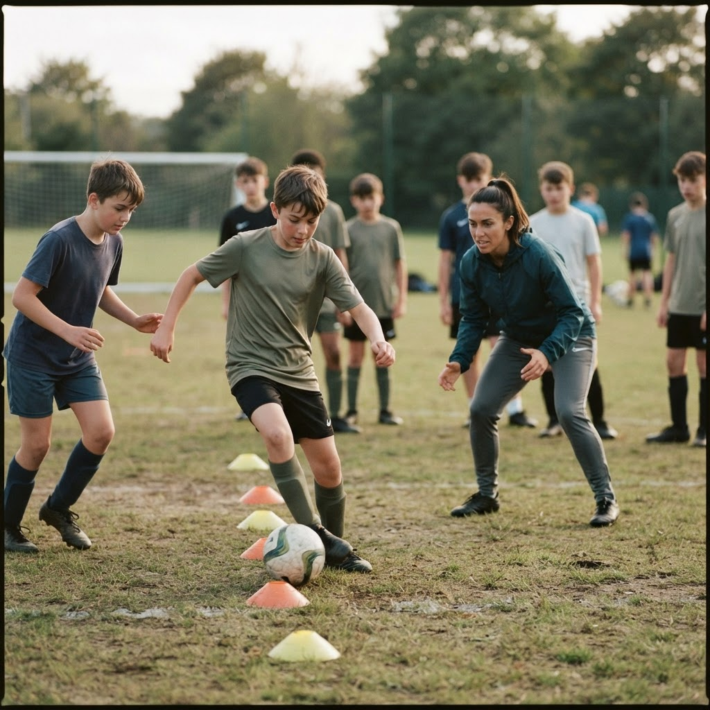 Kleine Trainingsgruppe bei einer geführten Einheit